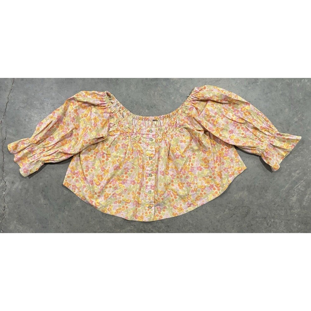 Free People James Smock Top Womens Large L Cottagecore Boho EUC